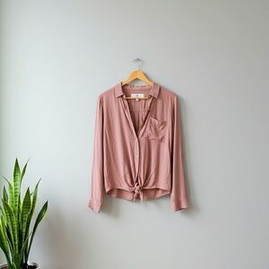 Medium Rose Gold Button-Up Blouse